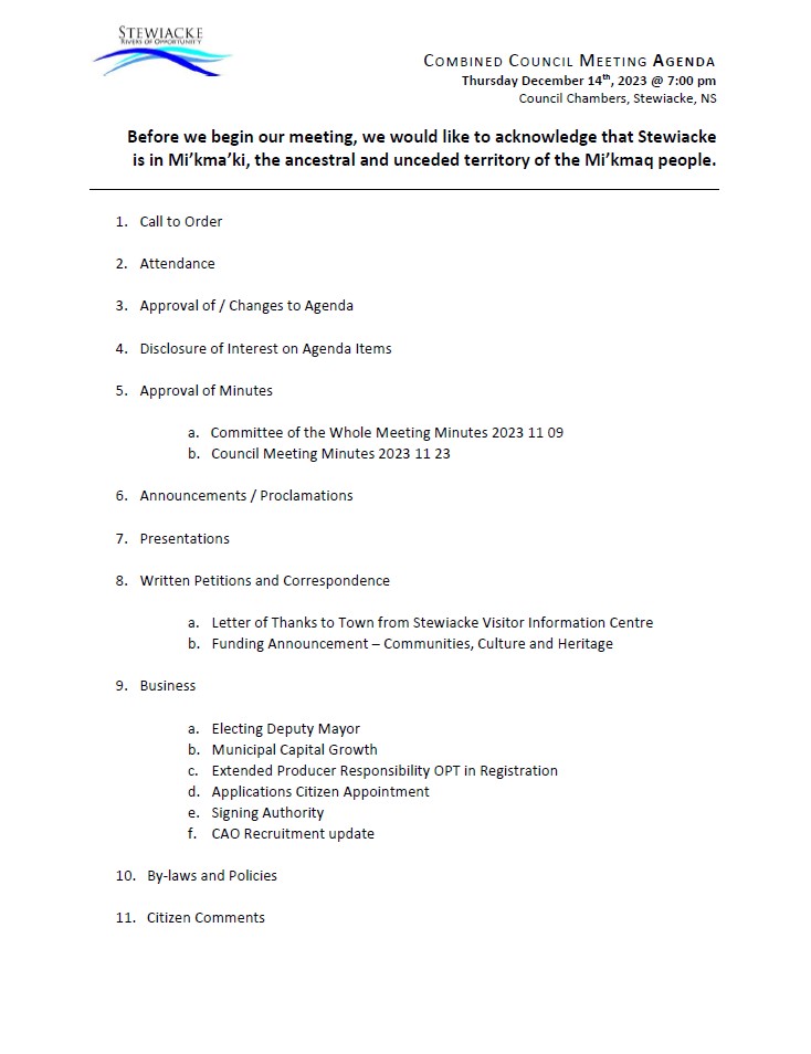 2023 12 14 Agenda 1